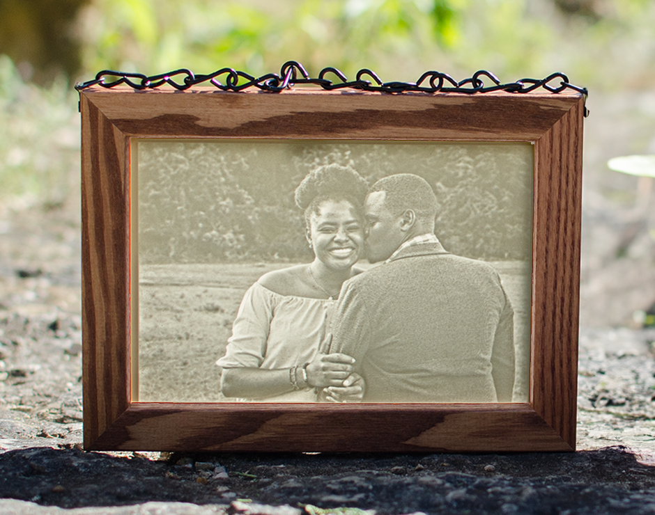 Custom lithophane in wooden frame to hang on a window