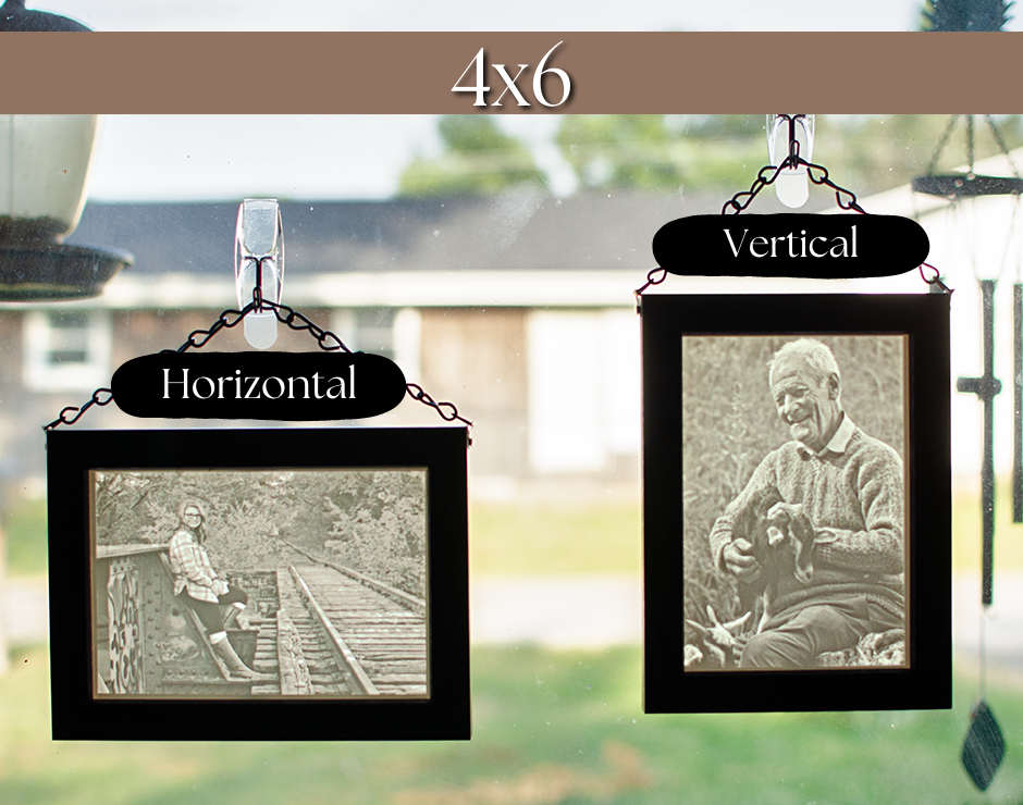 Custom lithophane in wooden frame to hang on a window. 4x6 horizontal and vertical