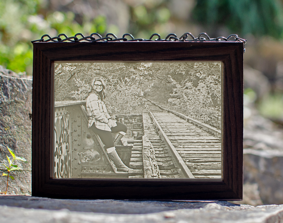 Custom lithophane in wooden frame to hang on a window
