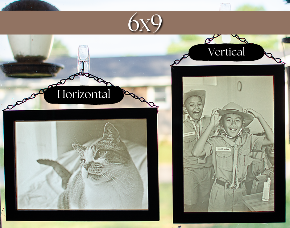 Custom lithophane in wooden frame to hang on a window. 6x9 horizontal and vertical