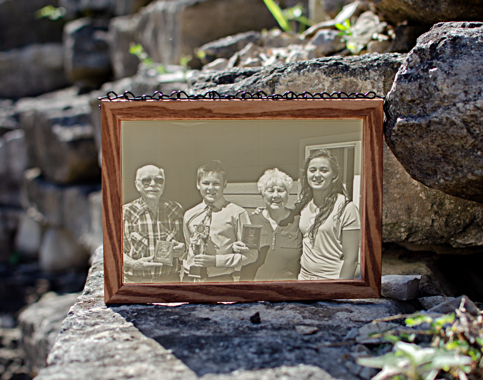 Custom lithophane in wooden frame to hang on a window