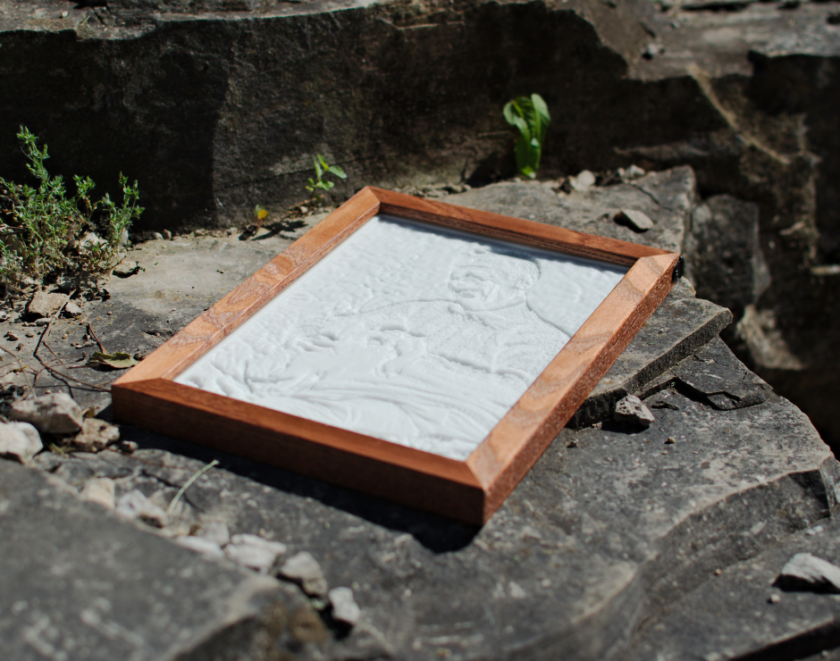 Custom lithophane in wooden frame to hang on a window 4x6